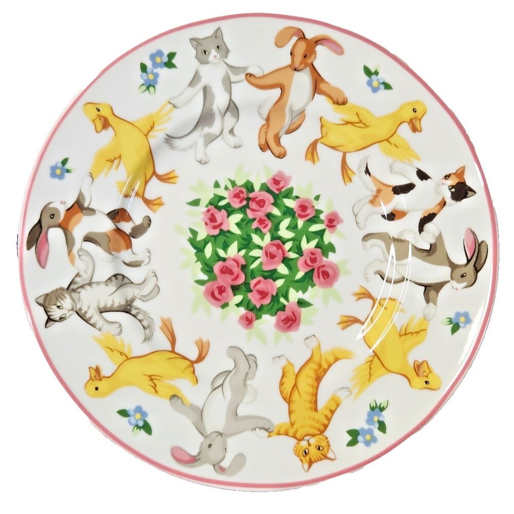 Tiffany And Co Playground Childrens Plate 7" Animals Cats Ducks Rabbits Vintage
